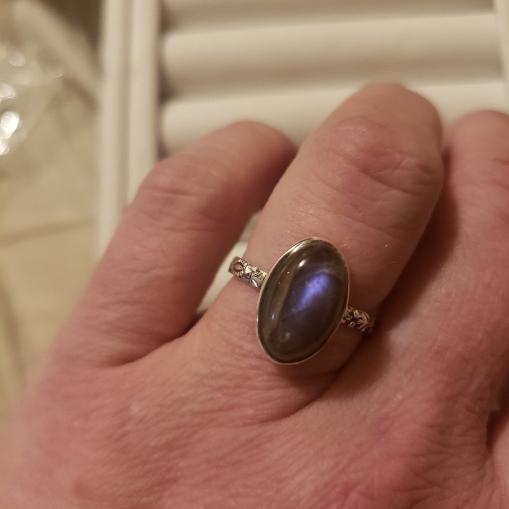 Purple Labradorite Ring. Solid 925 Silver(Not Pla… - image 7